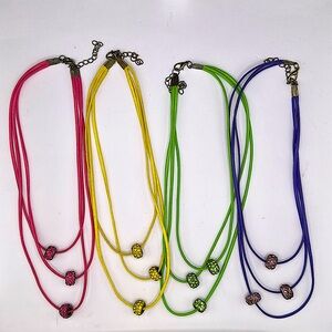 Vintage Bundle of 4 Rhinestone Fashion Layered Necklaces Assorted Colors
